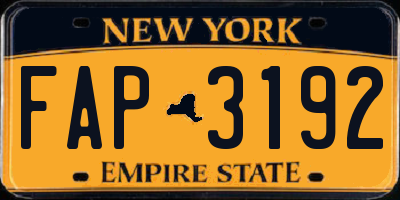 NY license plate FAP3192
