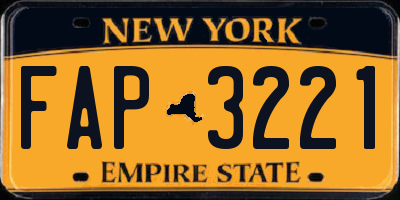 NY license plate FAP3221