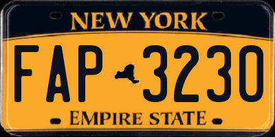 NY license plate FAP3230