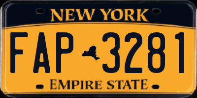 NY license plate FAP3281