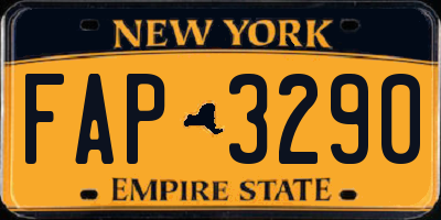 NY license plate FAP3290