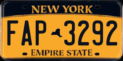NY license plate FAP3292