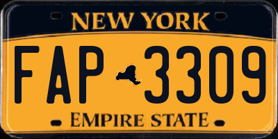 NY license plate FAP3309