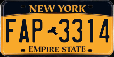 NY license plate FAP3314
