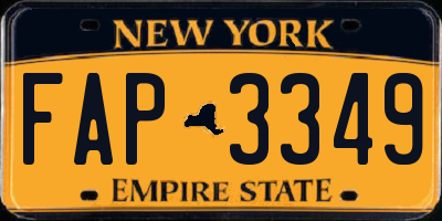 NY license plate FAP3349