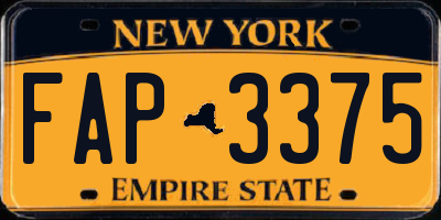 NY license plate FAP3375