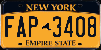 NY license plate FAP3408
