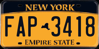 NY license plate FAP3418