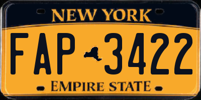 NY license plate FAP3422