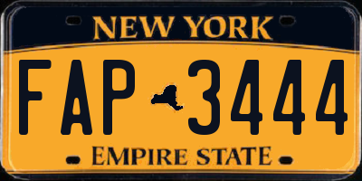 NY license plate FAP3444