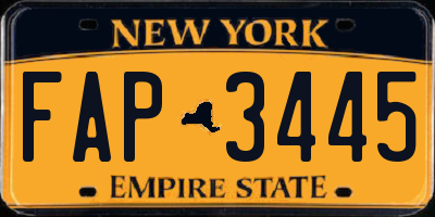 NY license plate FAP3445