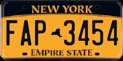 NY license plate FAP3454