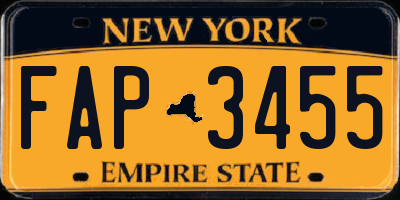 NY license plate FAP3455