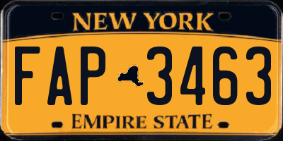NY license plate FAP3463