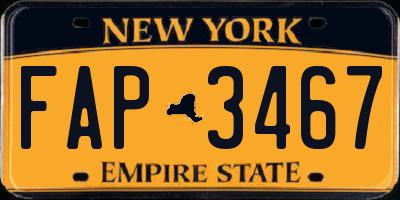 NY license plate FAP3467