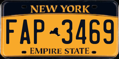 NY license plate FAP3469