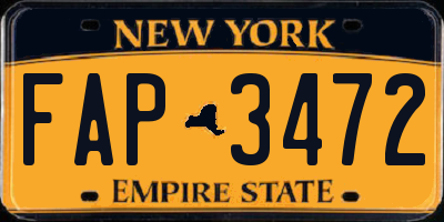 NY license plate FAP3472