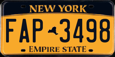 NY license plate FAP3498