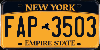 NY license plate FAP3503