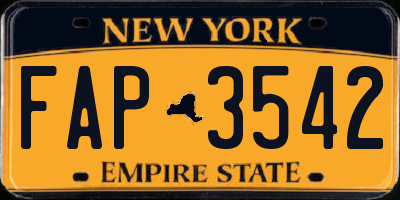 NY license plate FAP3542