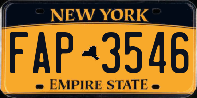 NY license plate FAP3546