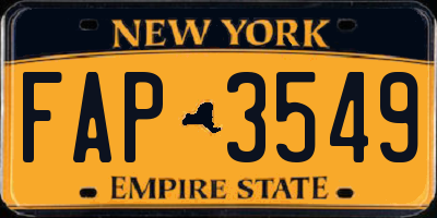 NY license plate FAP3549