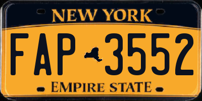 NY license plate FAP3552