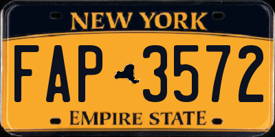 NY license plate FAP3572
