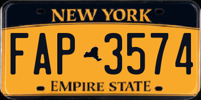 NY license plate FAP3574