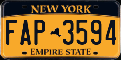 NY license plate FAP3594
