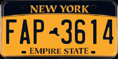 NY license plate FAP3614