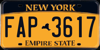 NY license plate FAP3617
