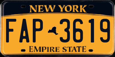 NY license plate FAP3619