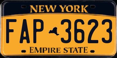 NY license plate FAP3623