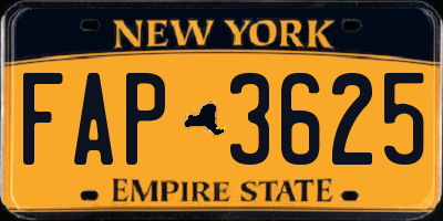 NY license plate FAP3625