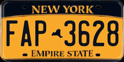 NY license plate FAP3628
