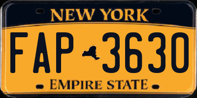 NY license plate FAP3630