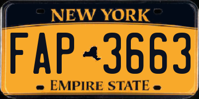 NY license plate FAP3663