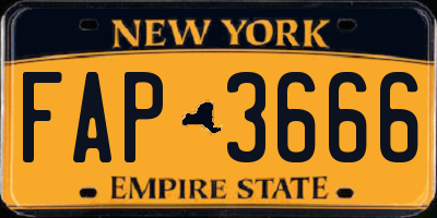NY license plate FAP3666