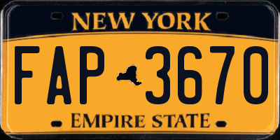 NY license plate FAP3670