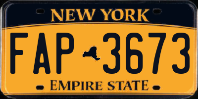 NY license plate FAP3673
