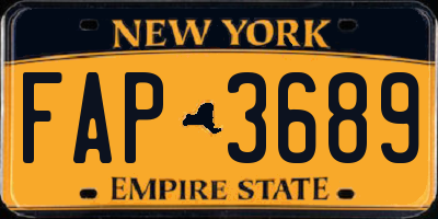 NY license plate FAP3689