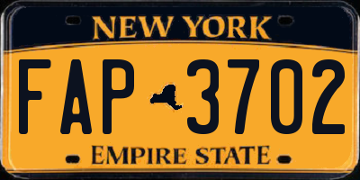 NY license plate FAP3702