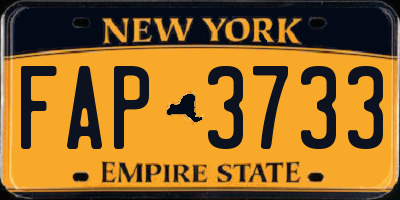 NY license plate FAP3733