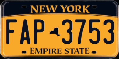 NY license plate FAP3753