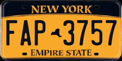 NY license plate FAP3757