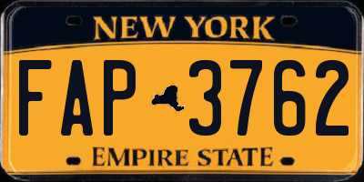 NY license plate FAP3762