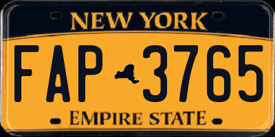 NY license plate FAP3765
