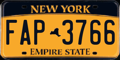 NY license plate FAP3766