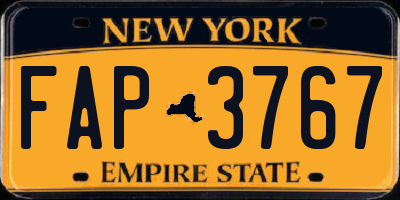 NY license plate FAP3767